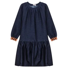 dress denim look neon trim - denim/orange