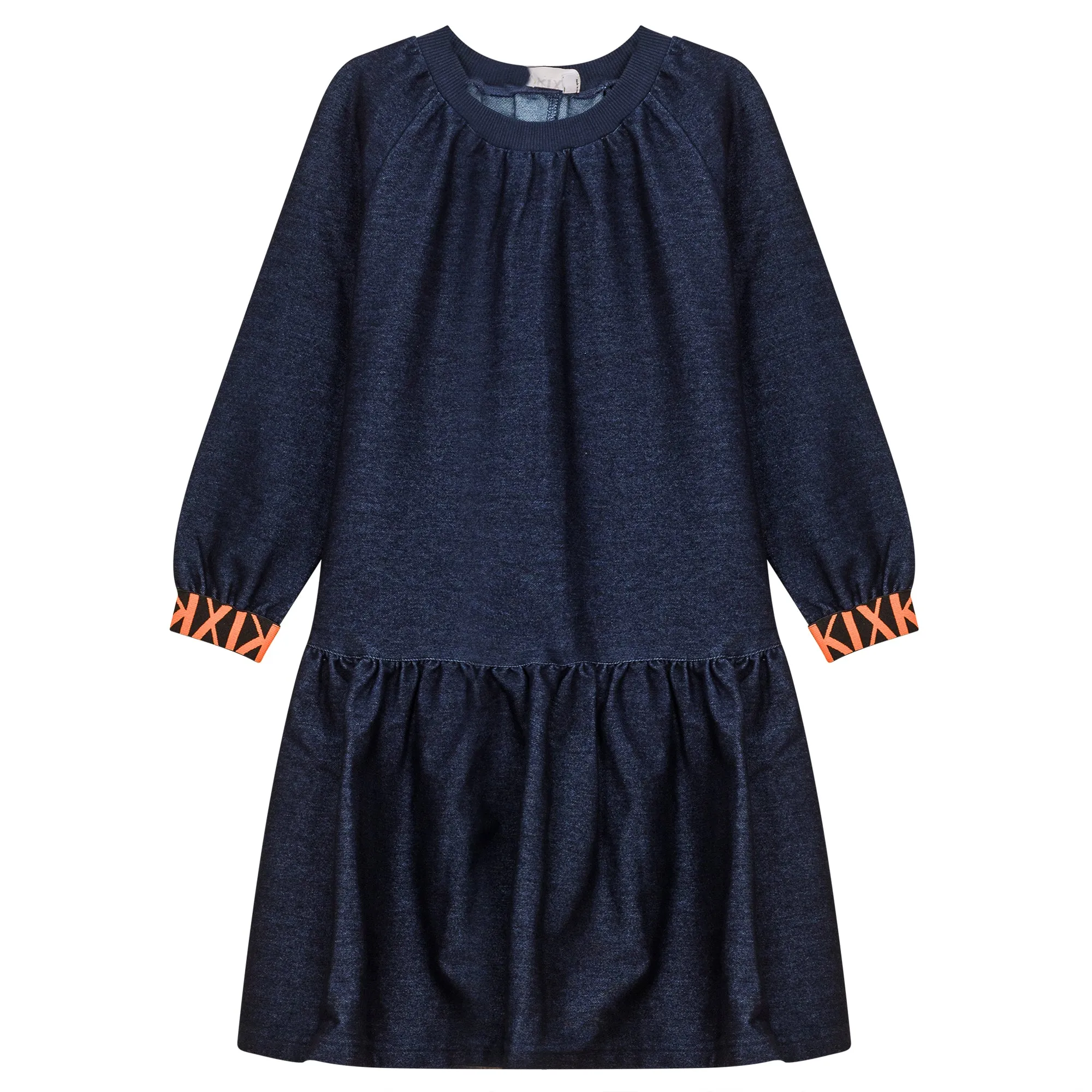 dress denim look neon trim - denim/orange