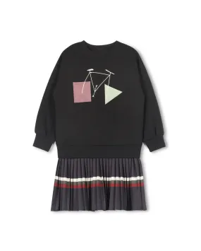 dress overlay sweat shapes with pleated bottom - black