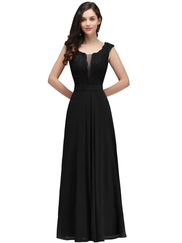 Elegant Cap Sleeves Sweetheart ALine Evening Dresses with Sash Floral Lace Appliques Formal Dresses