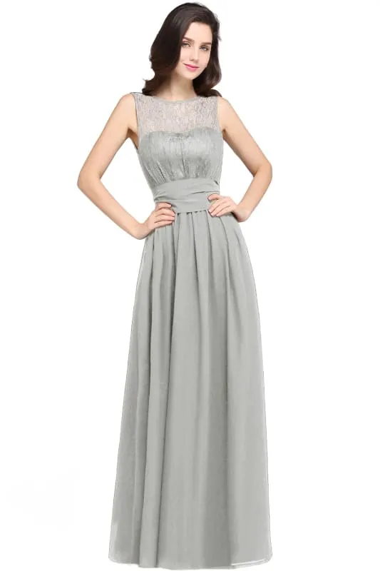 Elegant Crew Neck Ruched Chiffon Bridesmaid Dress Sleeveless Aline Wedding Guest Dress