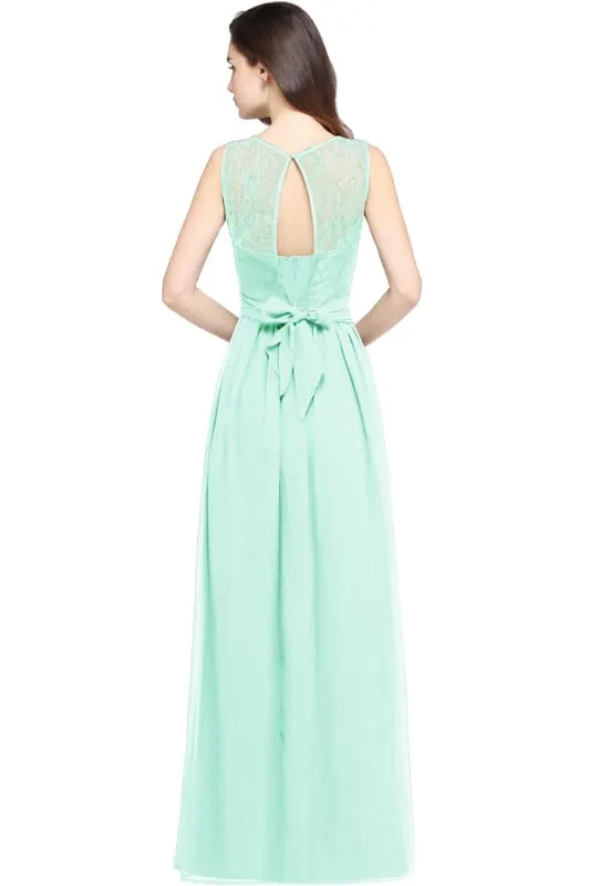 Elegant Crew Neck Ruched Chiffon Bridesmaid Dress Sleeveless Aline Wedding Guest Dress