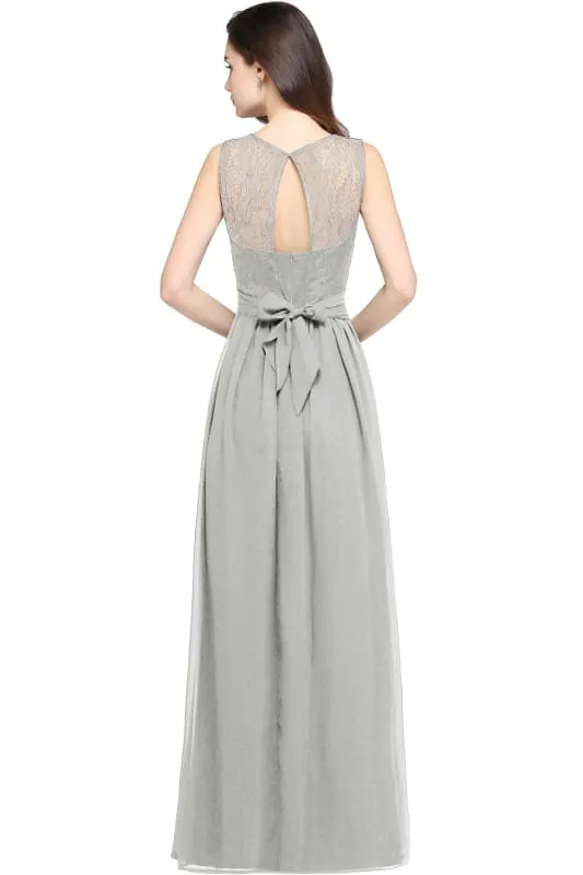 Elegant Crew Neck Ruched Chiffon Bridesmaid Dress Sleeveless Aline Wedding Guest Dress