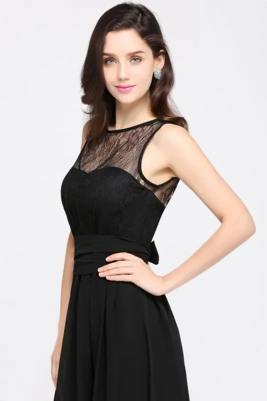Elegant Crew Neck Ruched Chiffon Bridesmaid Dress Sleeveless Aline Wedding Guest Dress