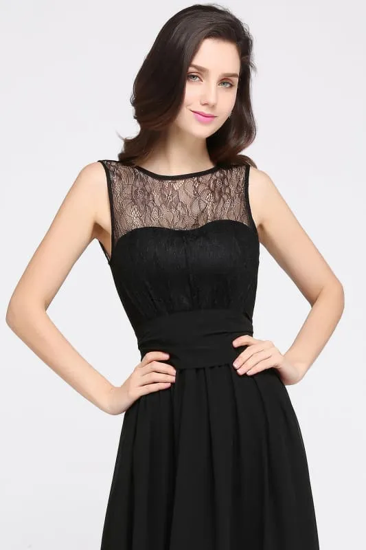 Elegant Crew Neck Ruched Chiffon Bridesmaid Dress Sleeveless Aline Wedding Guest Dress