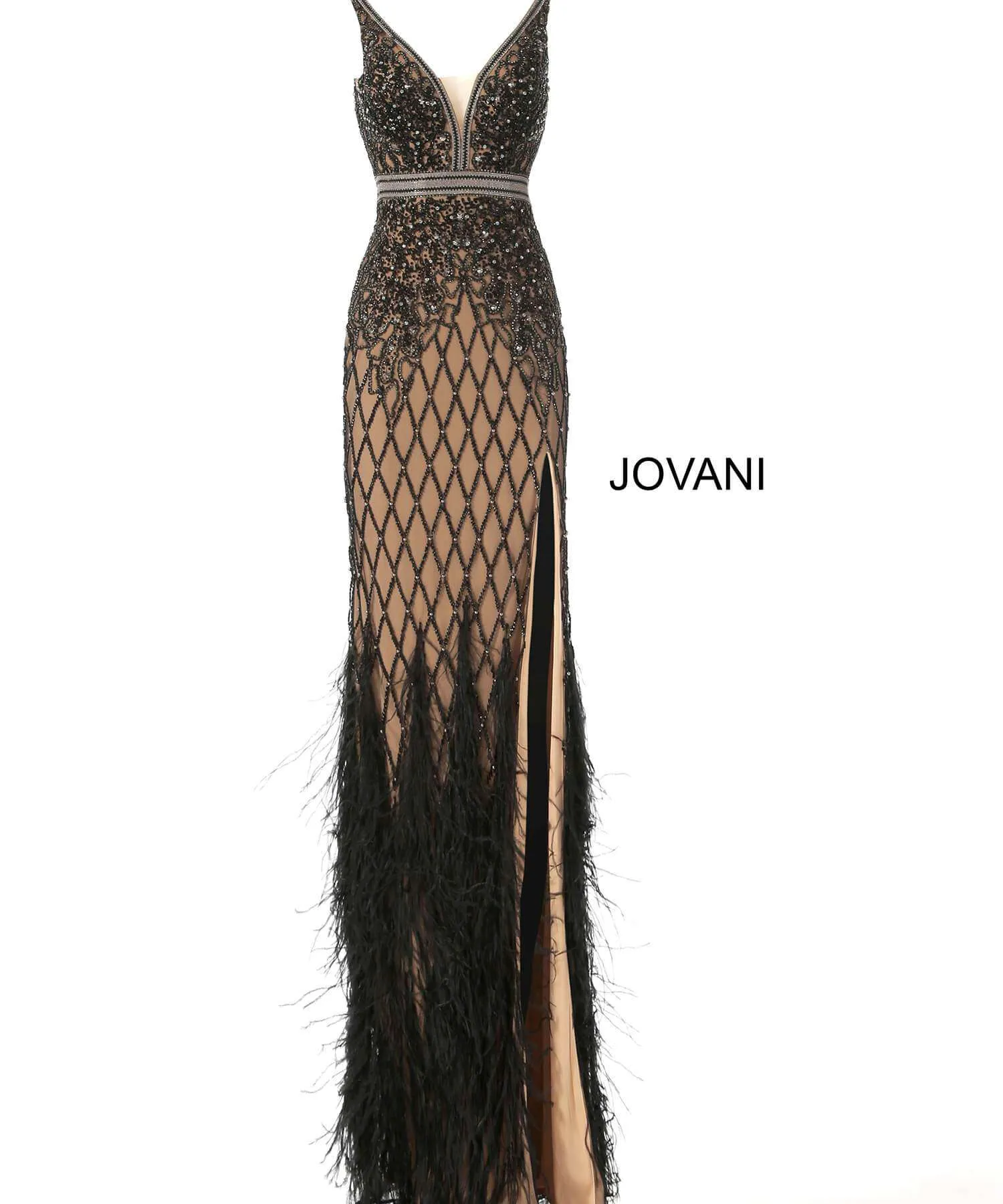 Embellished V Neck Fitted Dress Jovani 55796