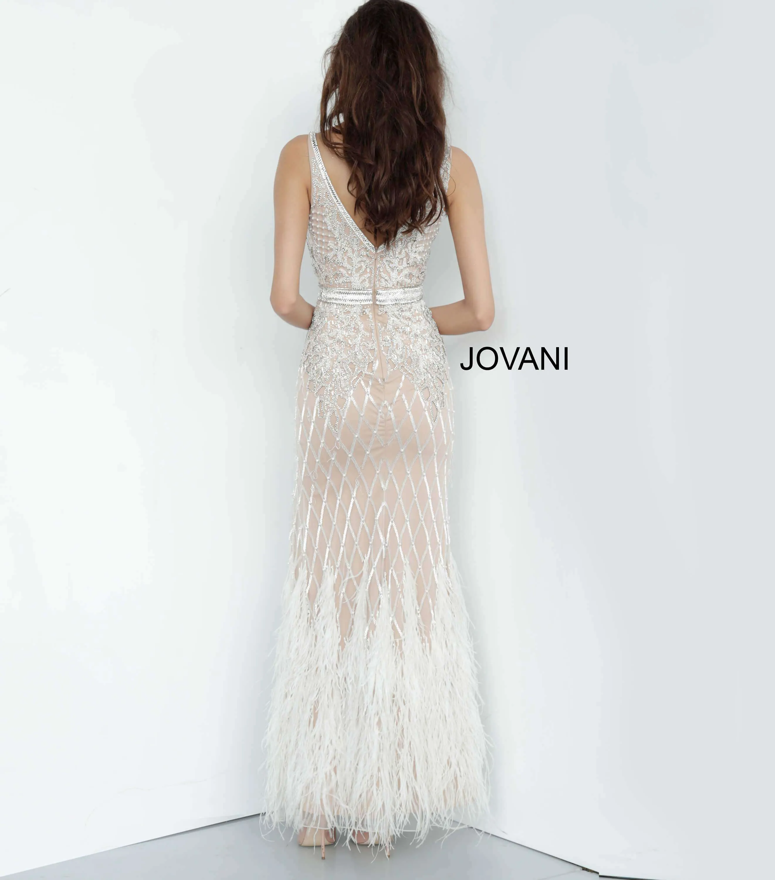 Embellished V Neck Fitted Dress Jovani 55796