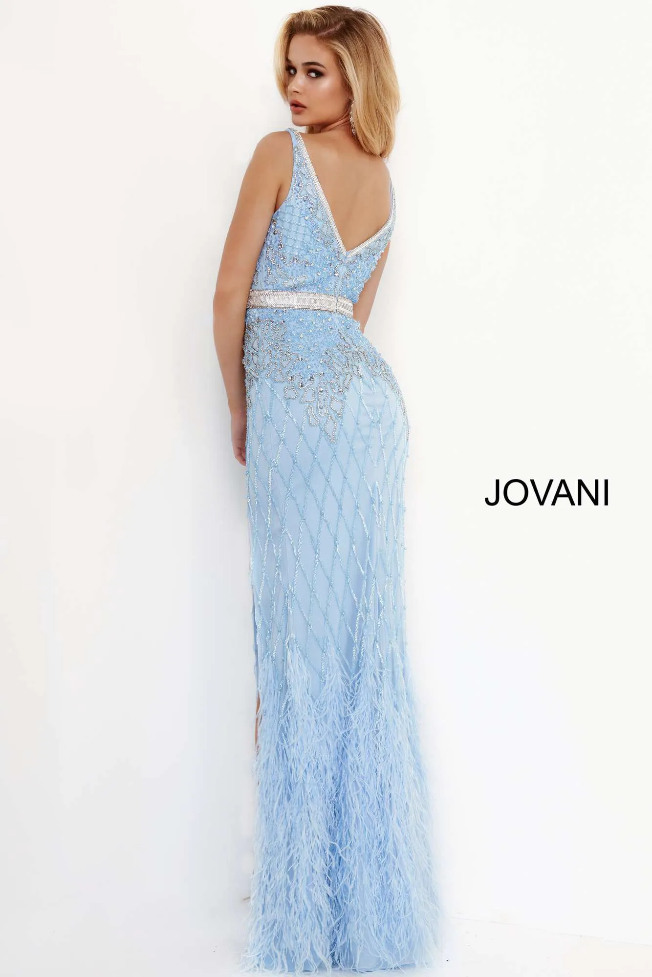 Embellished V Neck Fitted Dress Jovani 55796