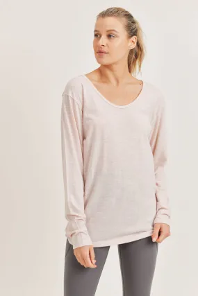 Essential Longline V-Neck Top with Long Sleeves