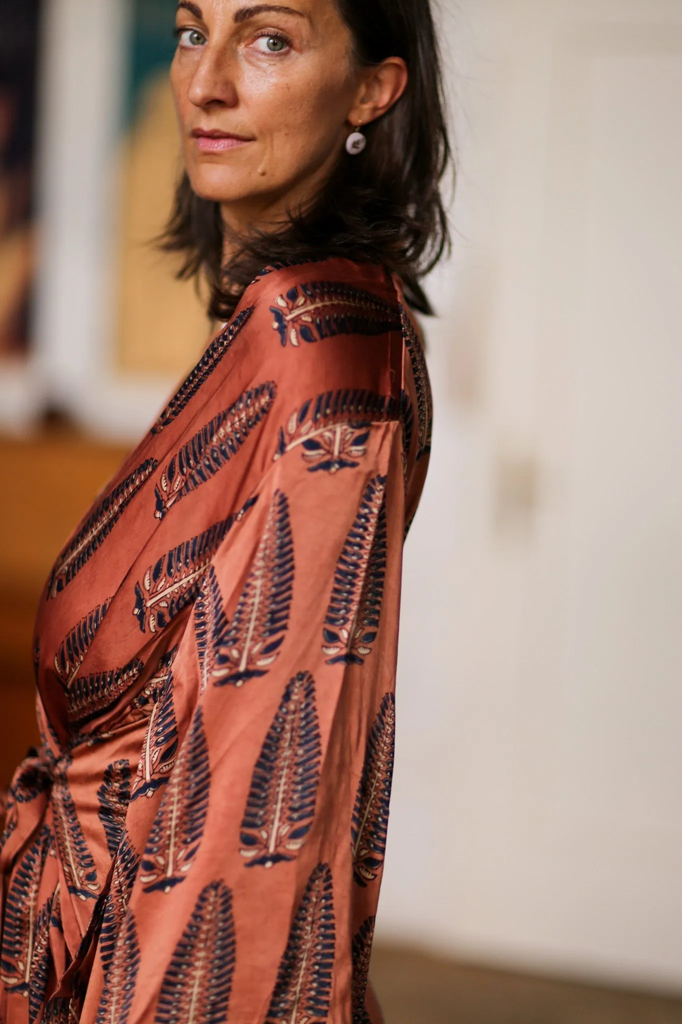 FEATHER XL SILK KIMONO BOZENA