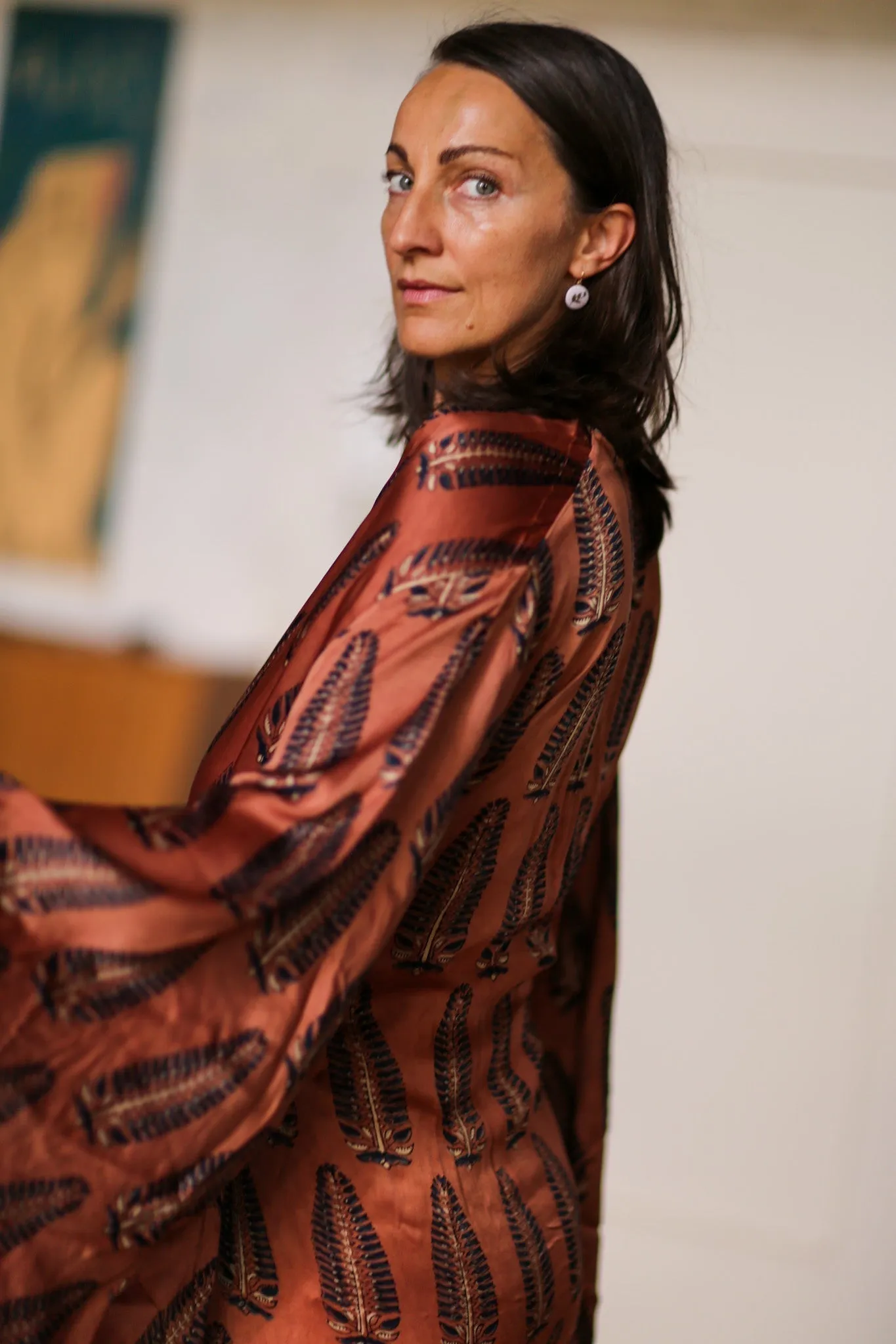 FEATHER XL SILK KIMONO BOZENA