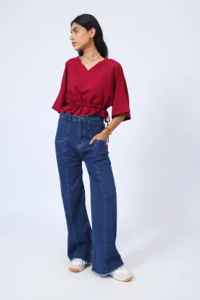 FLARED DENIM WITH FRONT PANEL