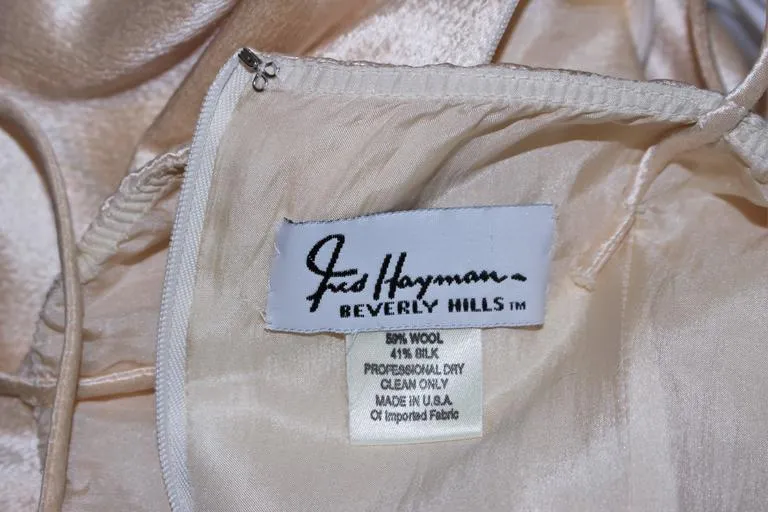 FRED HAYMAN Off White Wool and Silk Top Stitch Gown Size 6-8