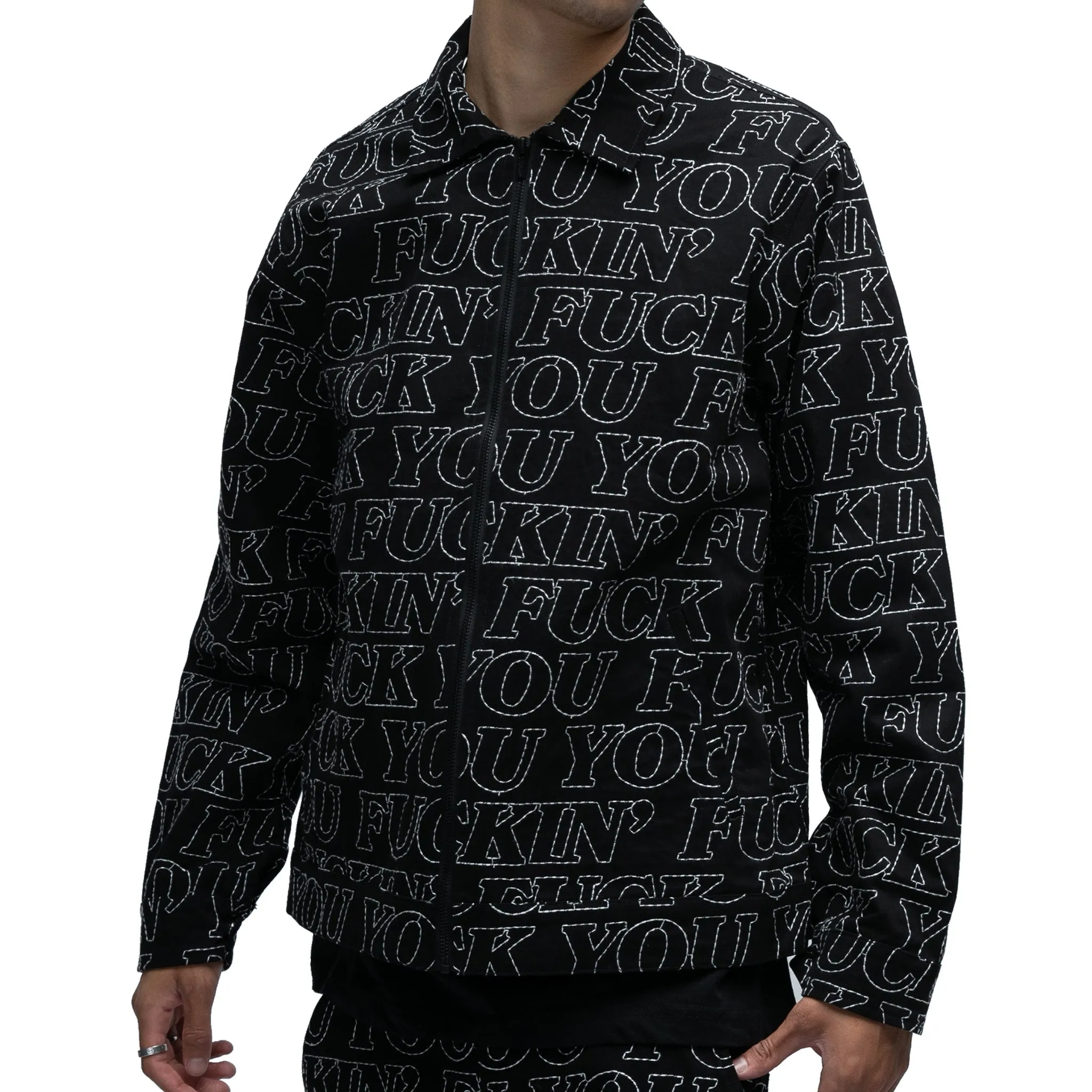 Fuckin Fuck Quilted Work Jacket (Black)