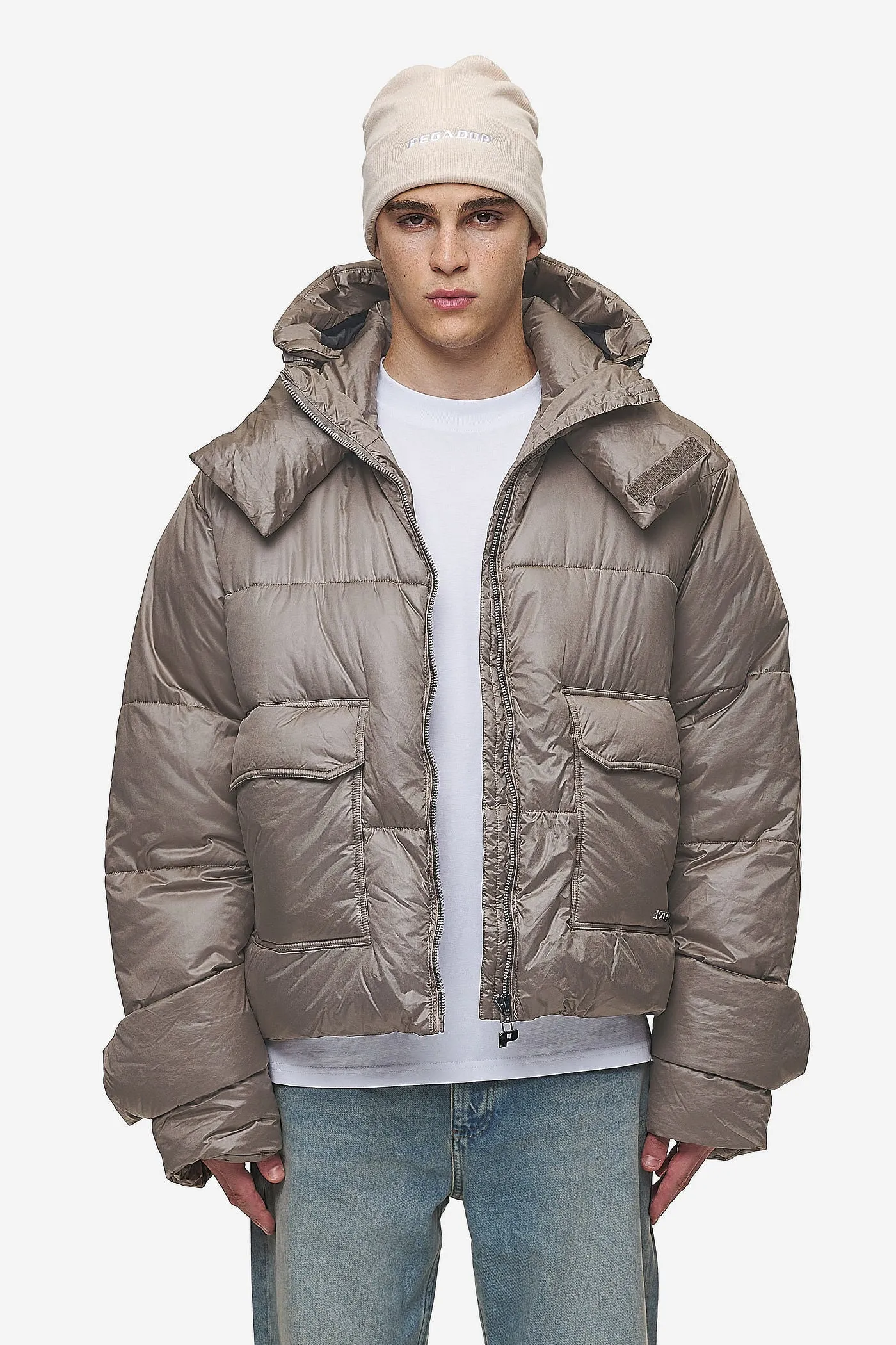 Garrick Vintage Oversized Puffer Jacket Light Brown