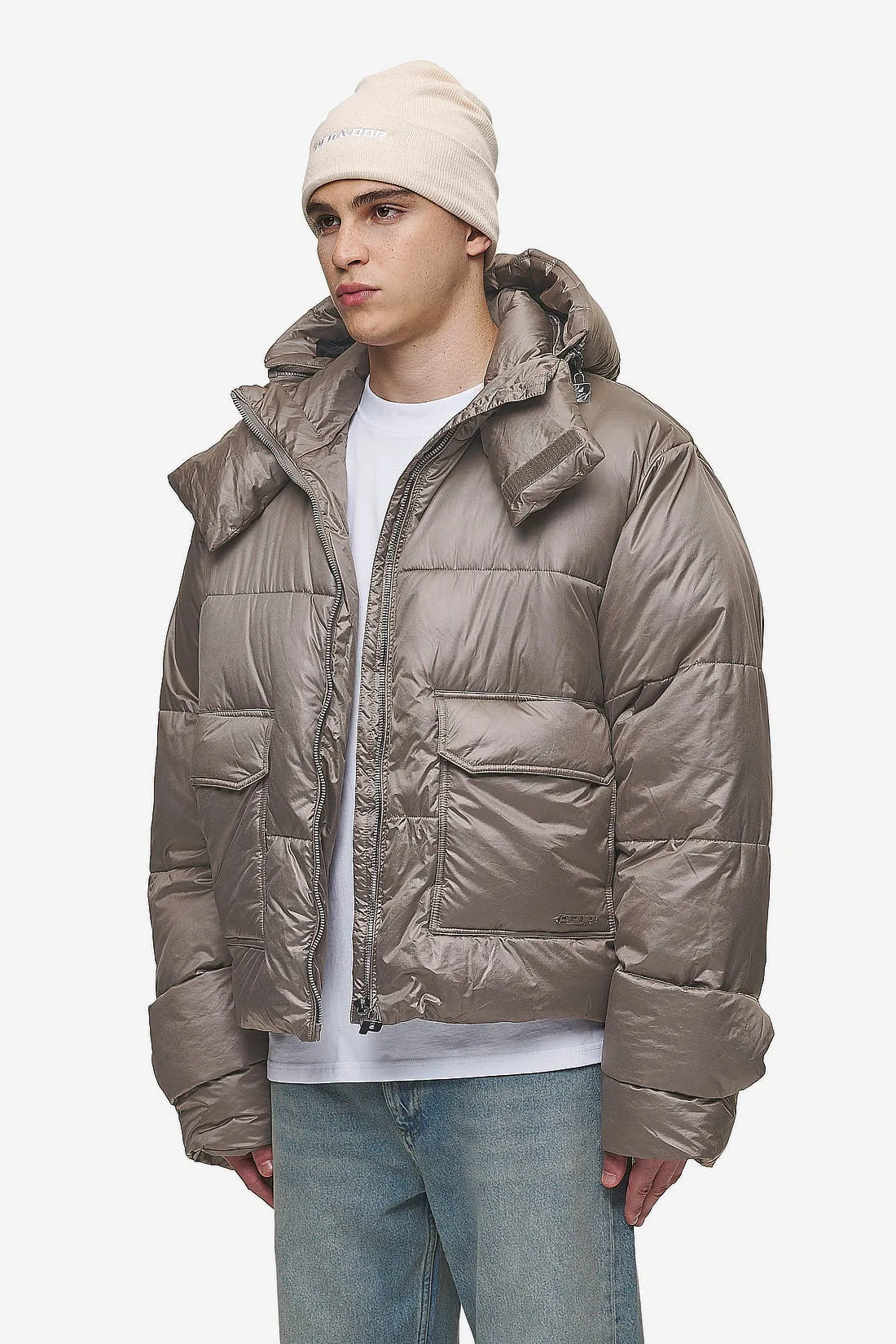Garrick Vintage Oversized Puffer Jacket Light Brown
