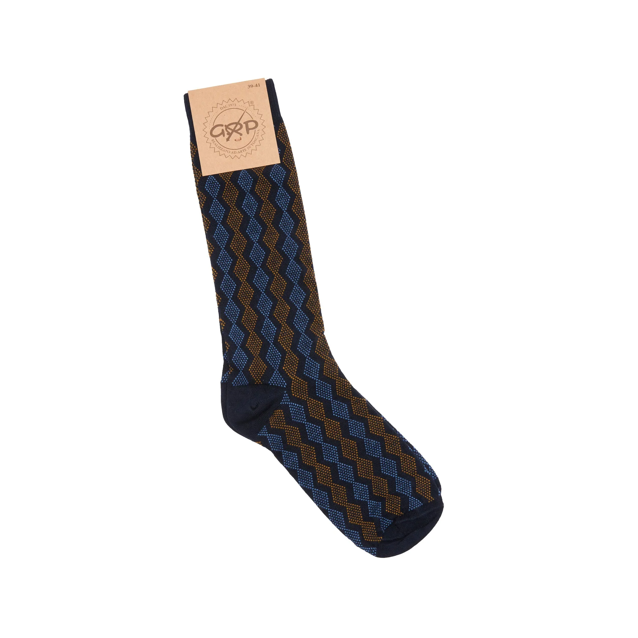 GRP Socks in Navy Argyle Print