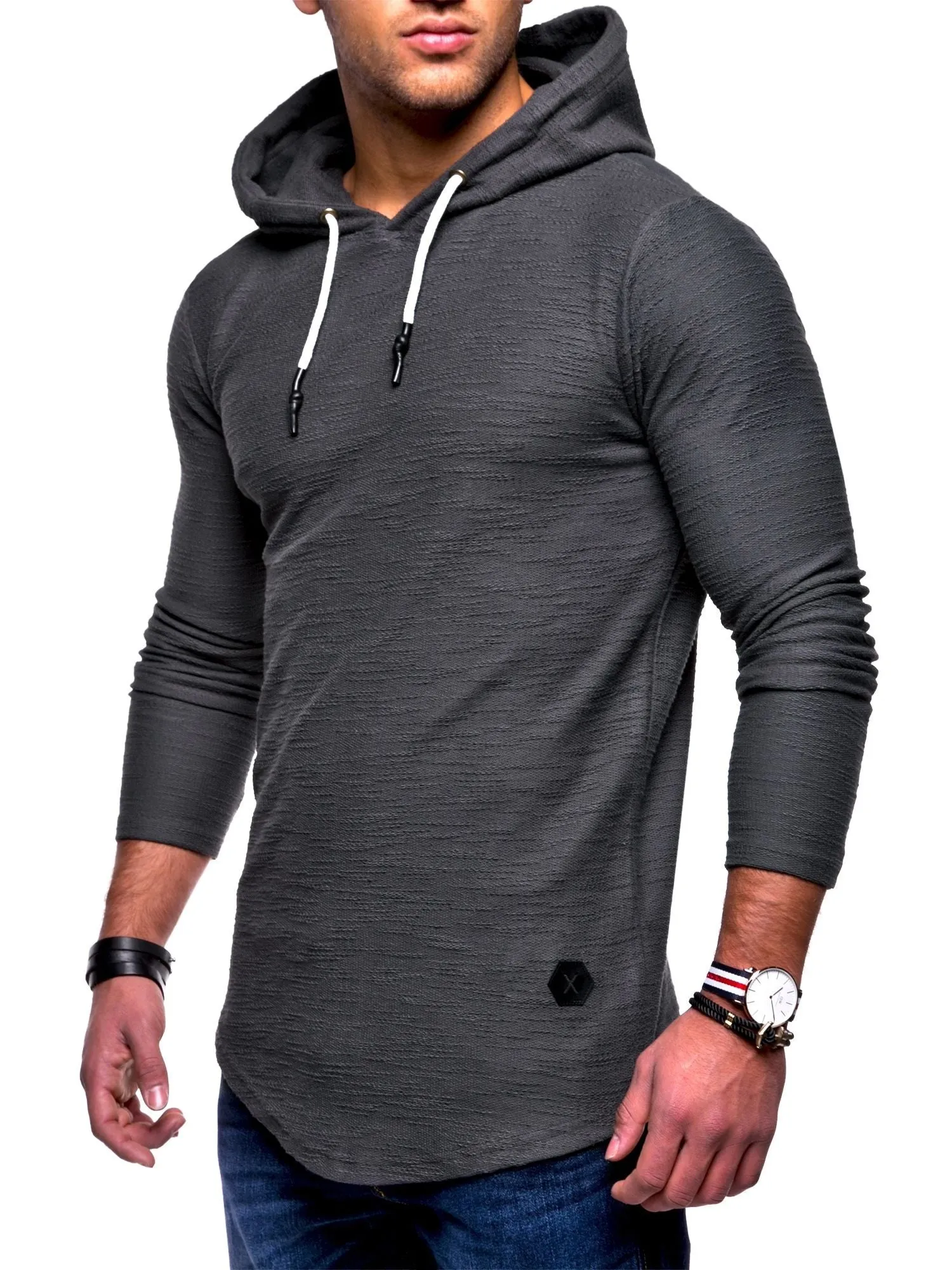 Hoodie Longline Dunkelgrau 7420