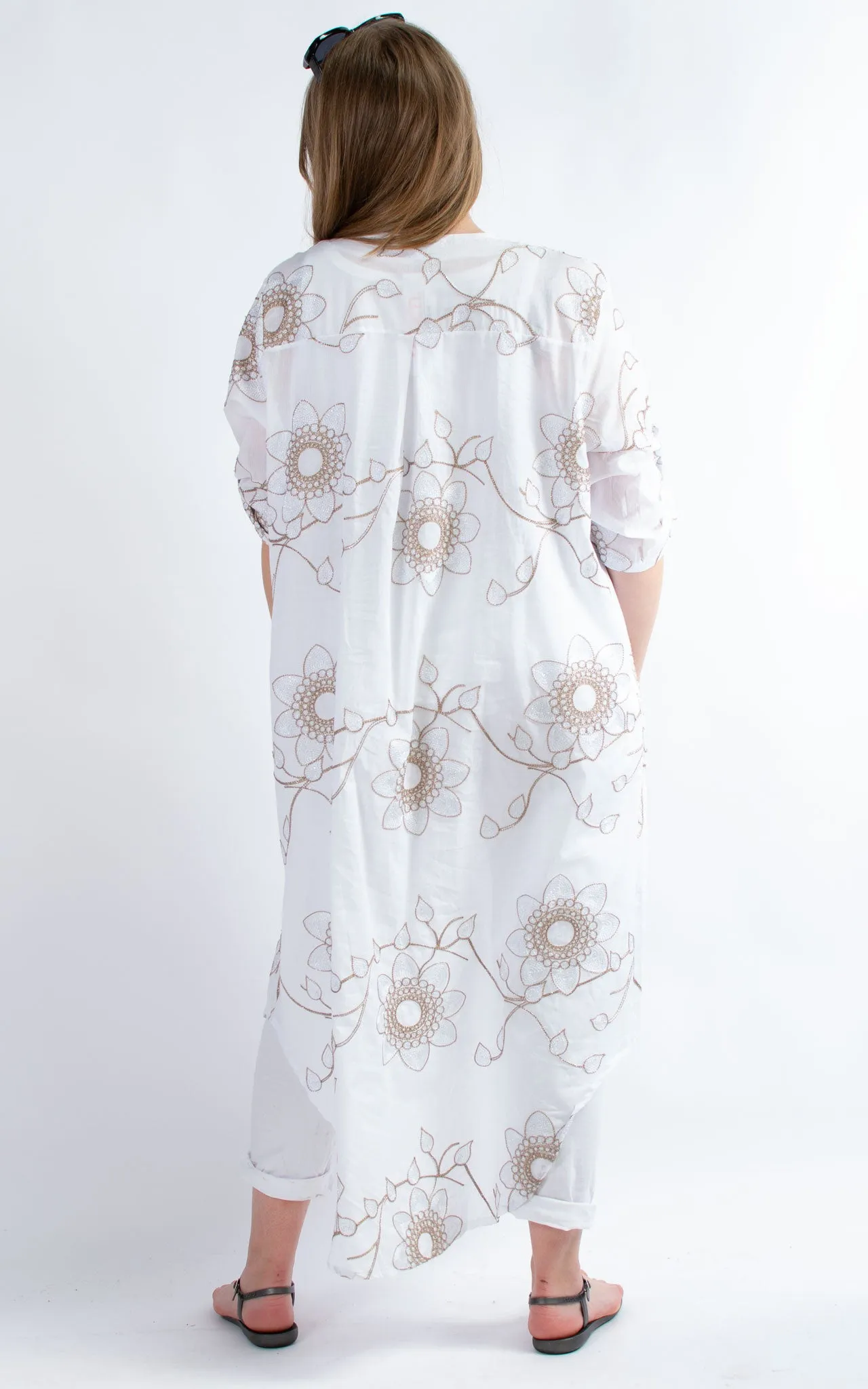 Isobel Long Shirt | White & Gold