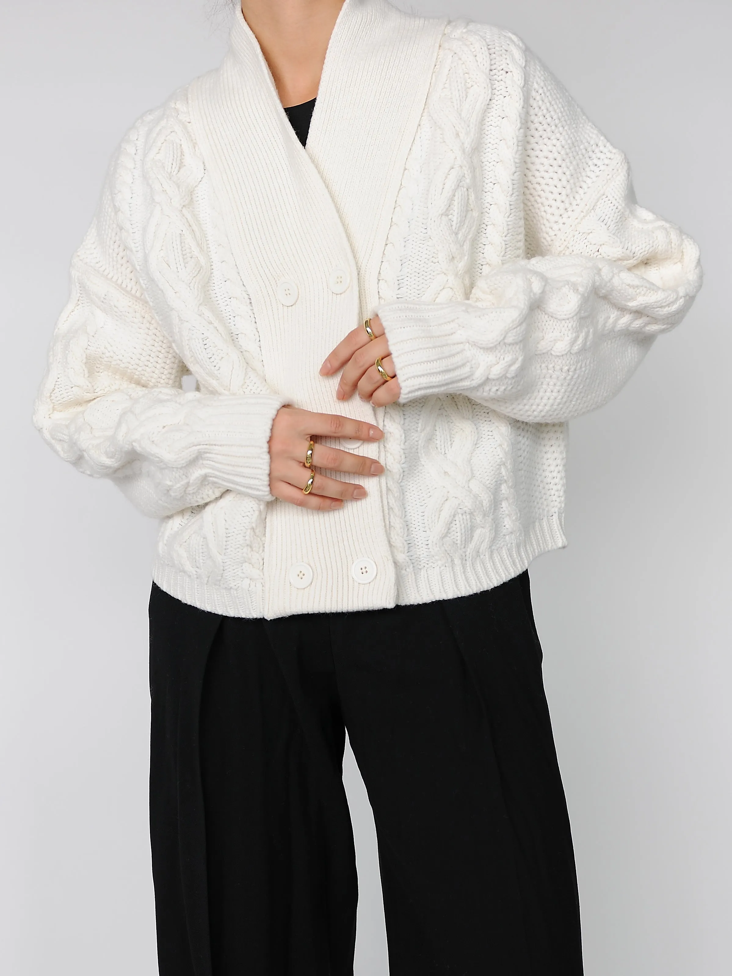 Ivory Double Breasted Cardigan