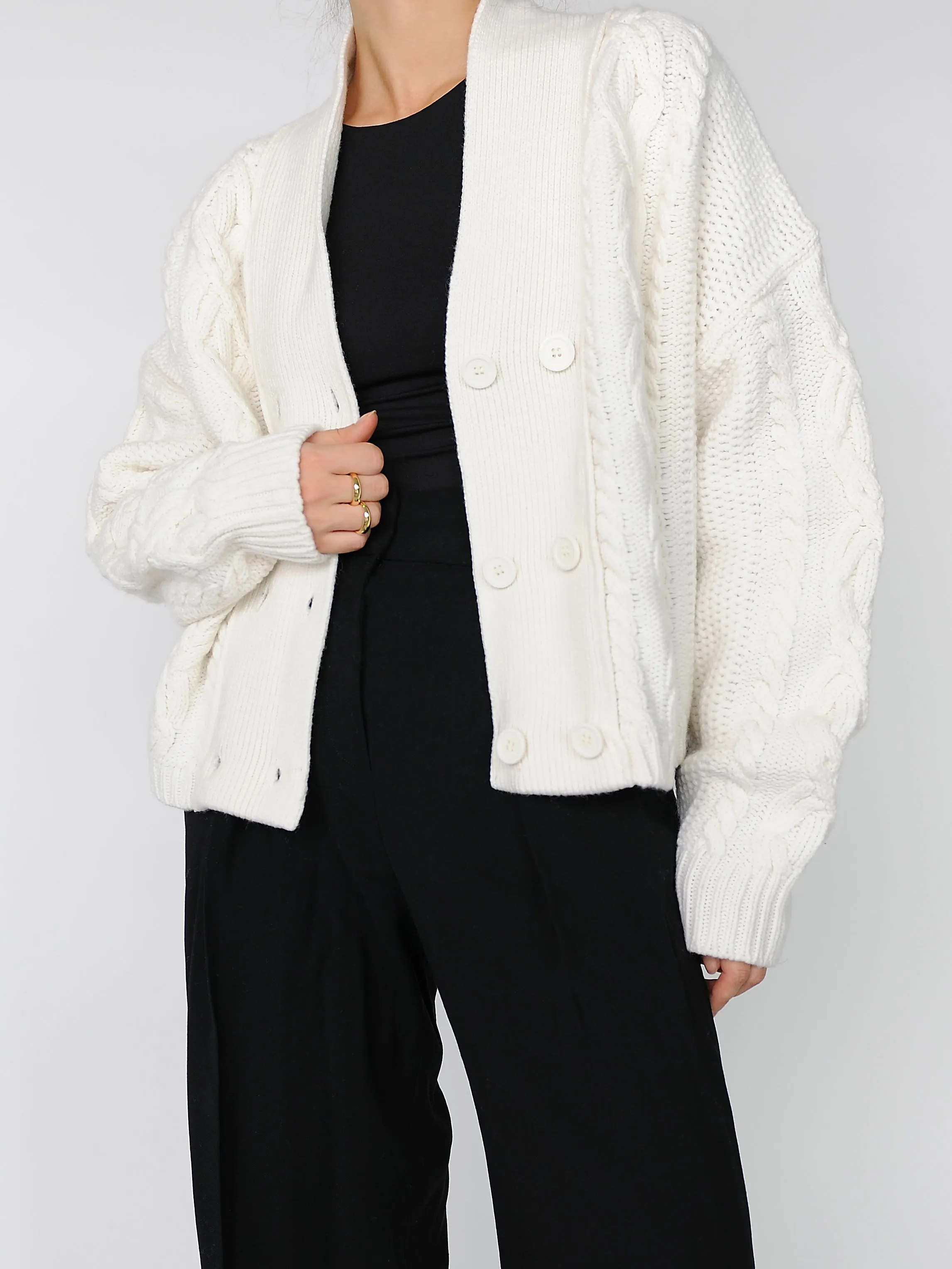Ivory Double Breasted Cardigan