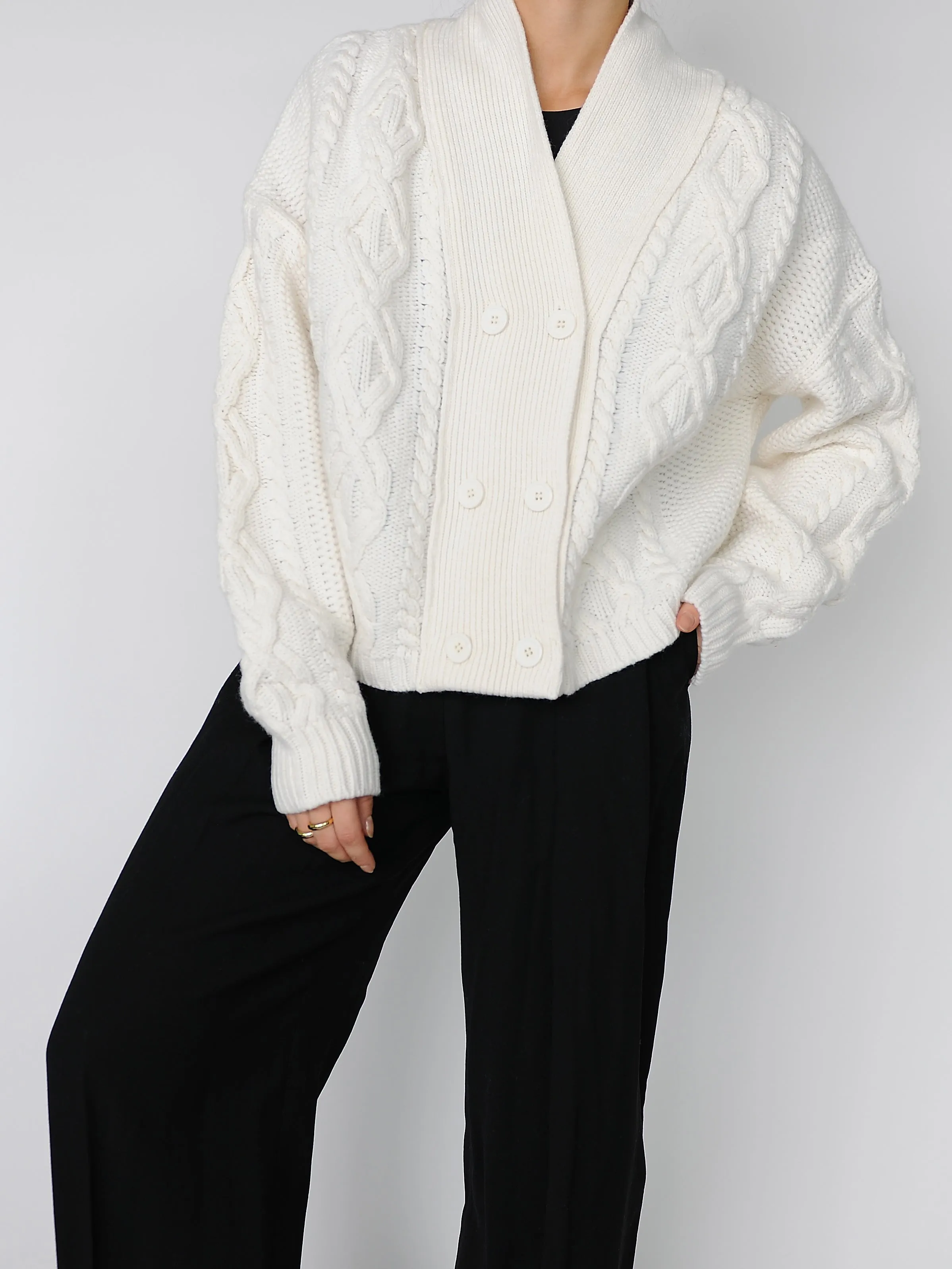Ivory Double Breasted Cardigan