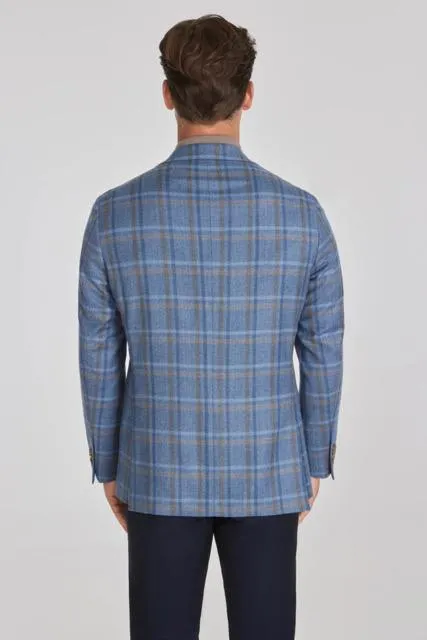Stylish Jack Victor Mens Midland Blue Plaid Wool Blazer - Perfect for Business and Casual Wear