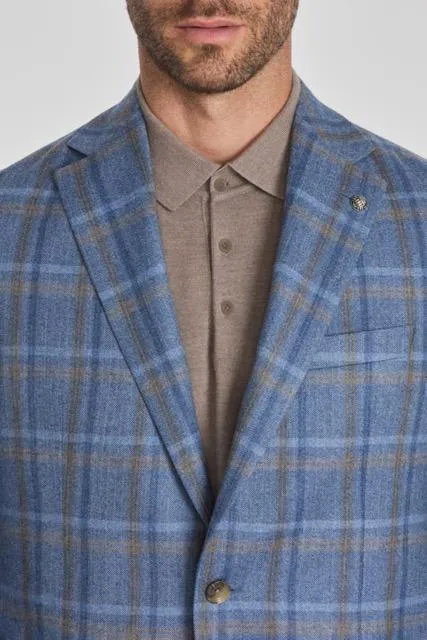 Stylish Jack Victor Mens Midland Blue Plaid Wool Blazer - Perfect for Business and Casual Wear