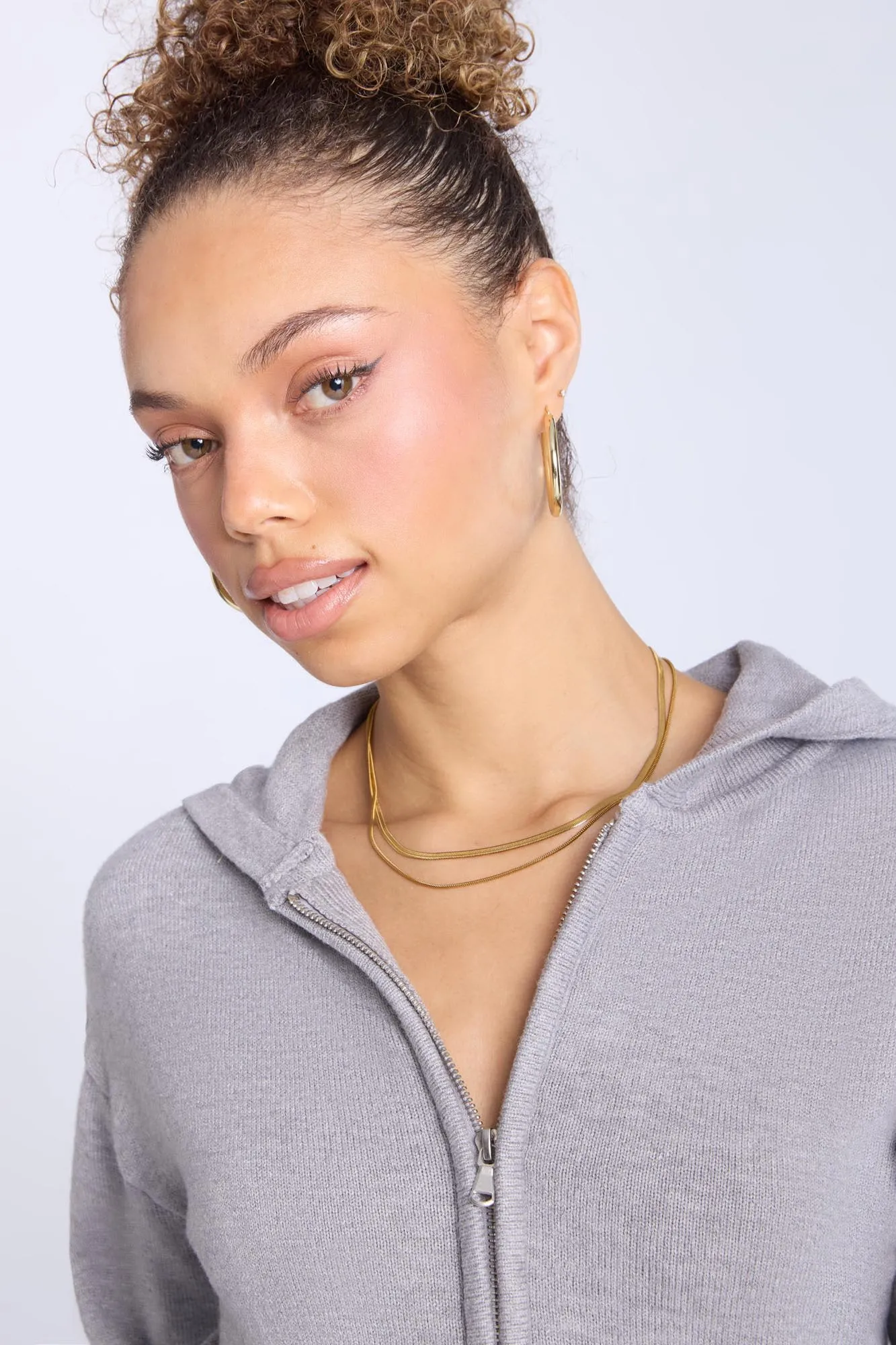 Knit Zip-Up Hoodie