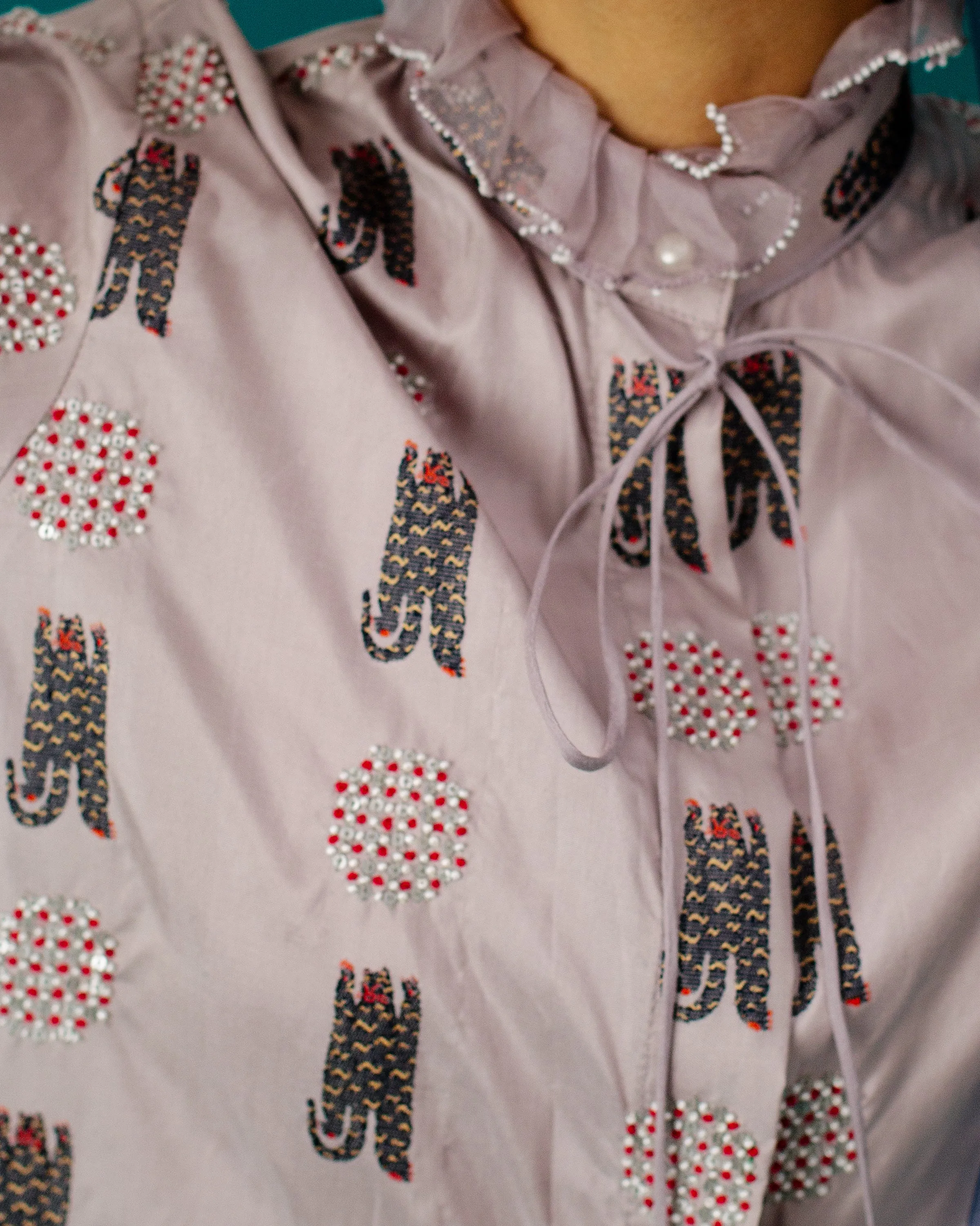 Lilac Tiger Pearl Silk Shirt