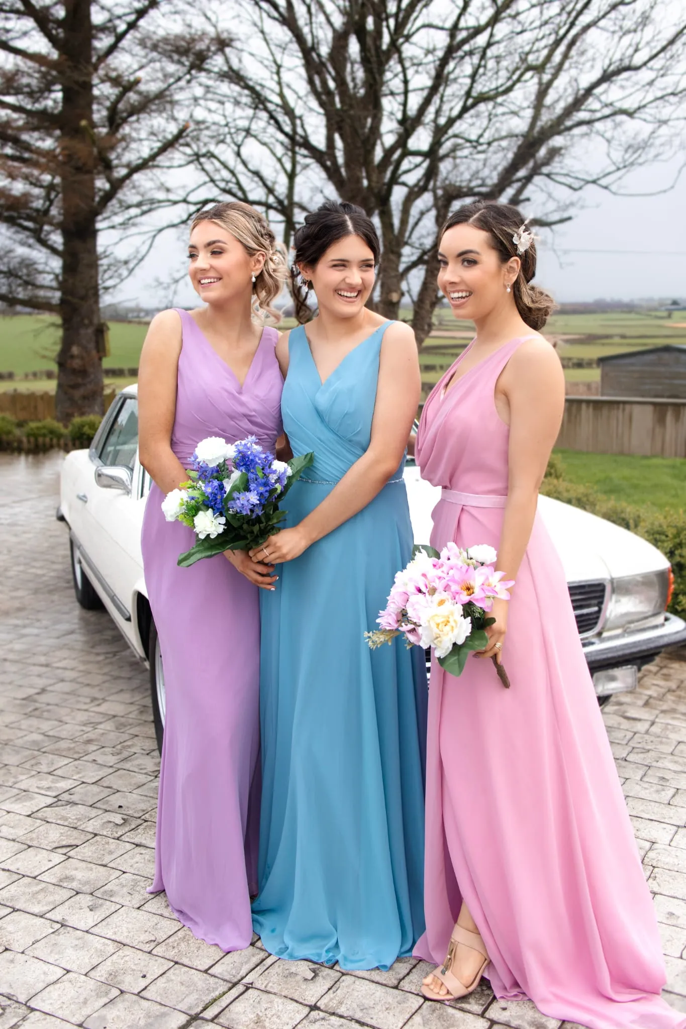 Lily Lilac Laced Buttoned Back With Tie At Waist Bridesmaids Dress