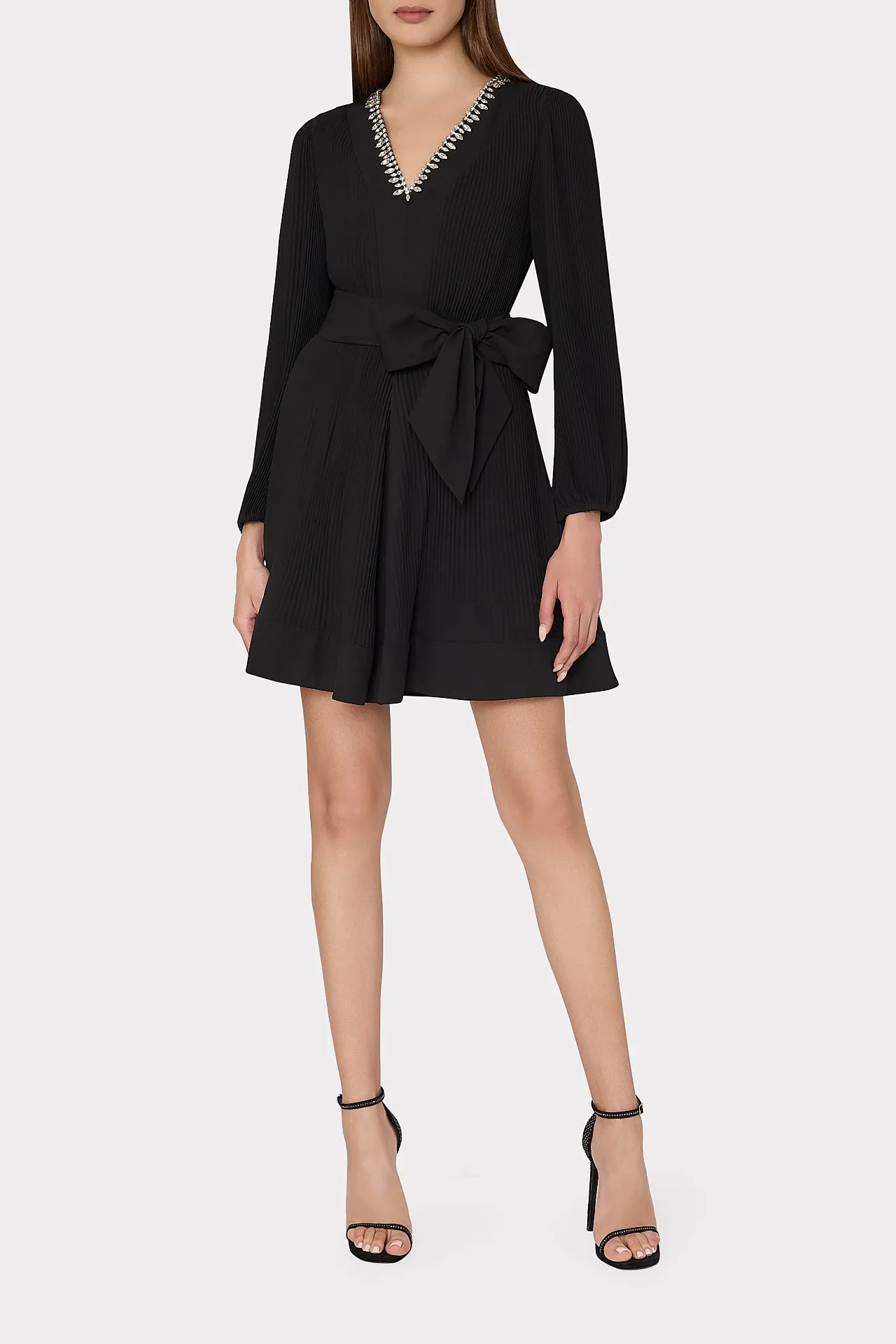 Liv Crystal Embellished Pleated Dress
