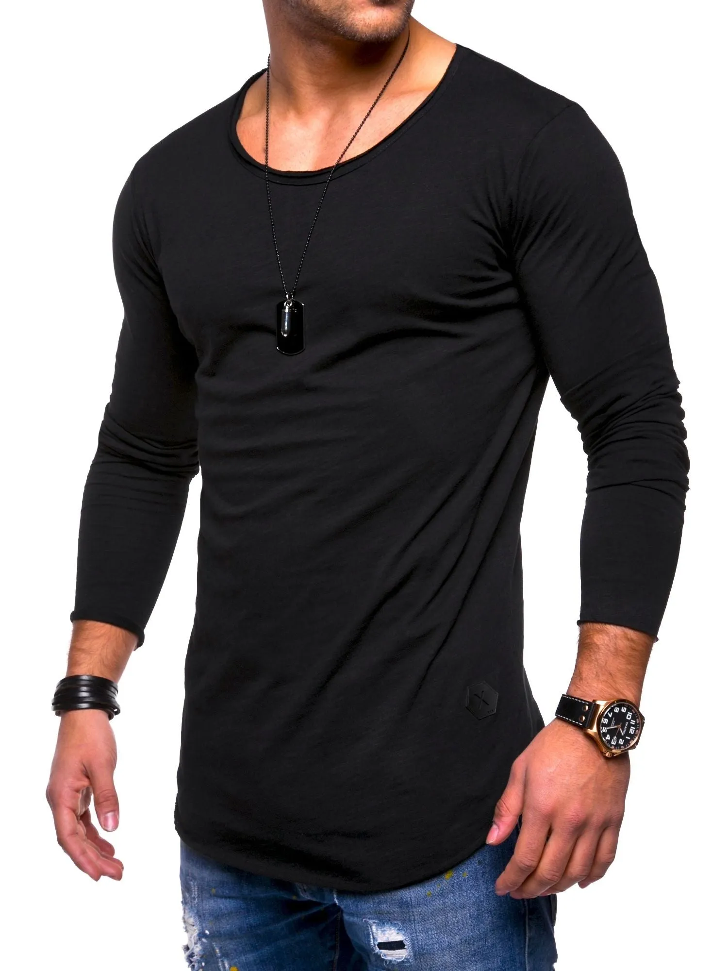 Longline Longsleeve Schwarz 7315
