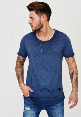 Longline T-Shirt Blau 7103