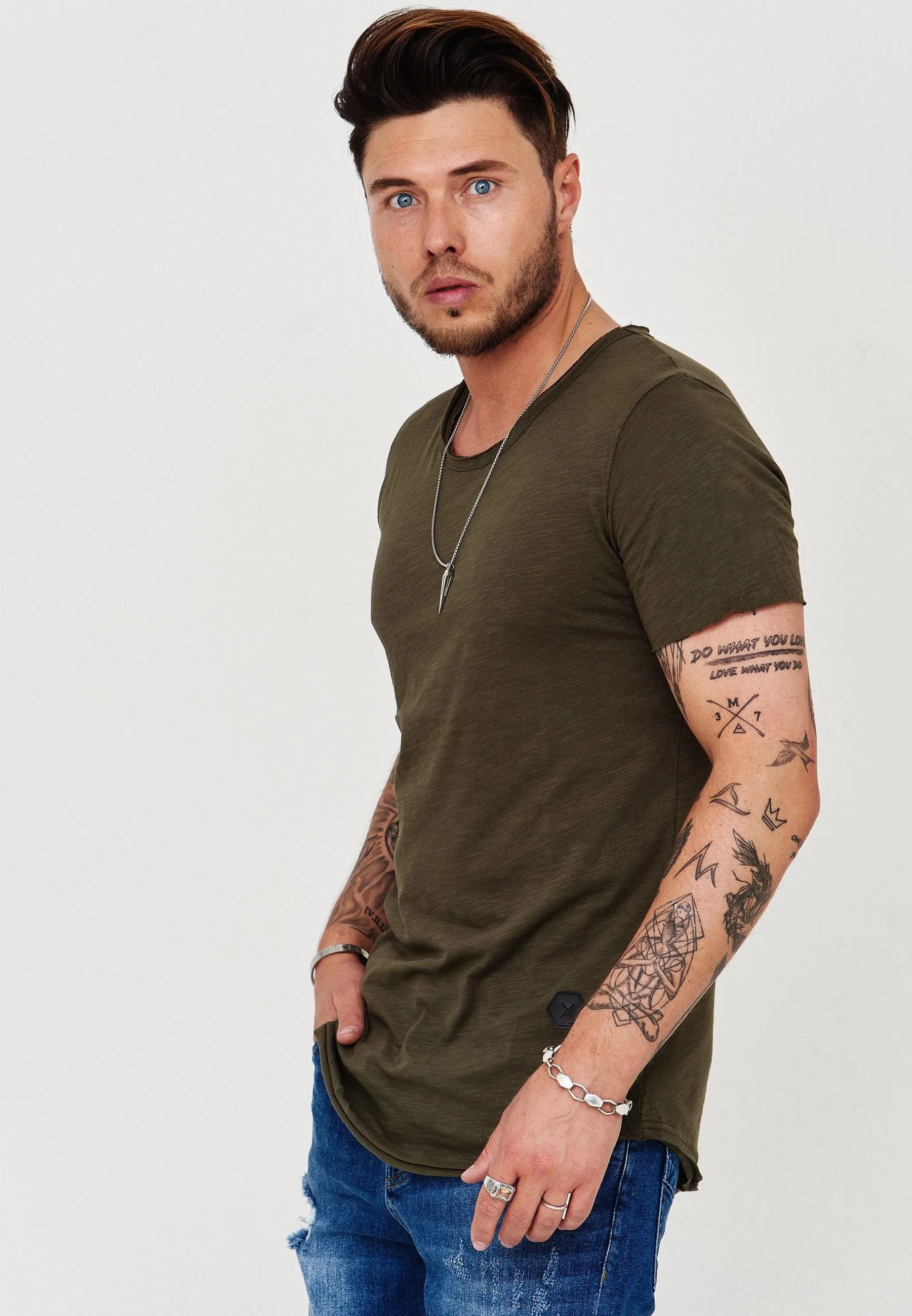 Longline T-Shirt Khaki 7103