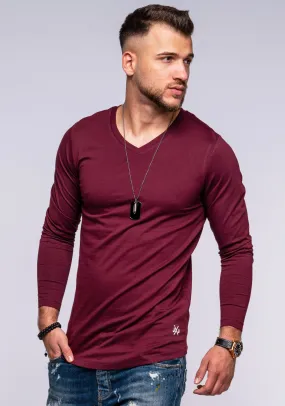 Longsleeve V-Neck INFINITY Weinrot
