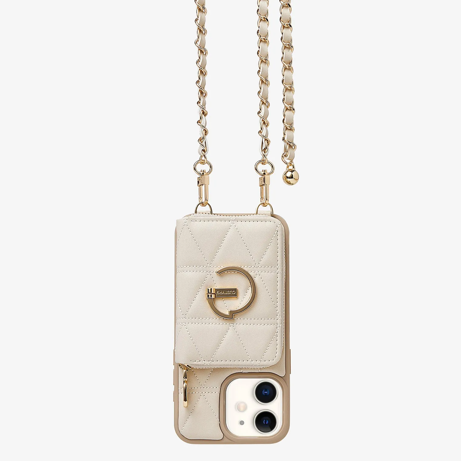 LuxeCharm- Triangle Argyle Phone Case with Adjustable Chain Strap