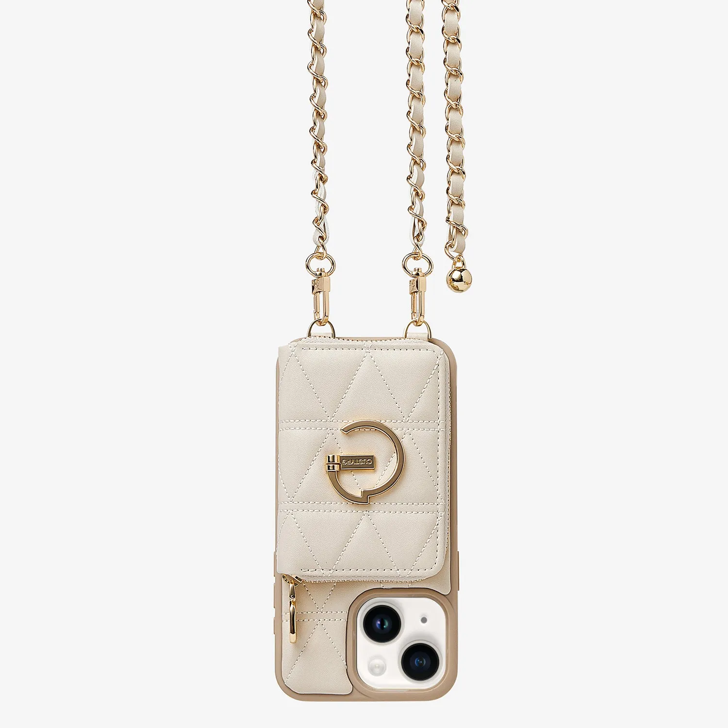 LuxeCharm- Triangle Argyle Phone Case with Adjustable Chain Strap