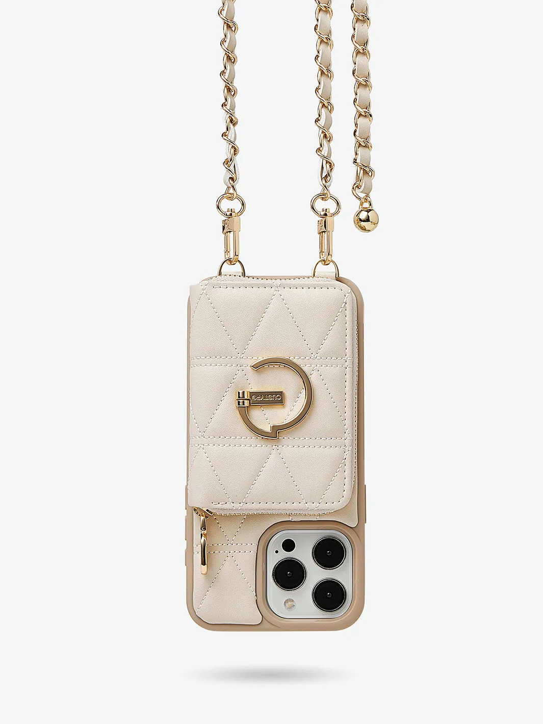 LuxeCharm- Triangle Argyle Phone Case with Adjustable Chain Strap