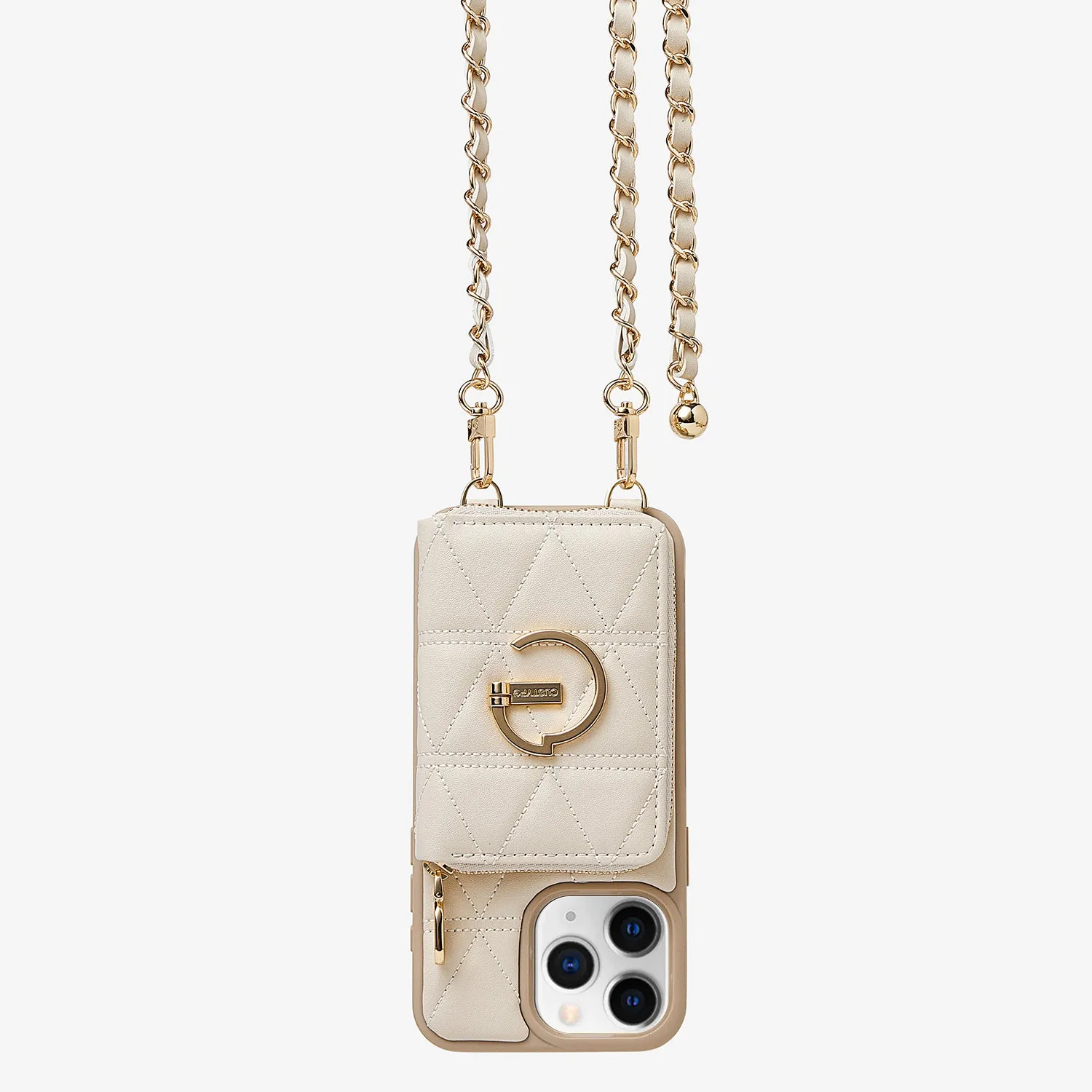 LuxeCharm- Triangle Argyle Phone Case with Adjustable Chain Strap