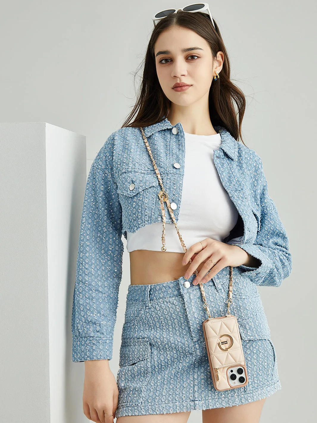 LuxeCharm- Triangle Argyle Phone Case with Adjustable Chain Strap