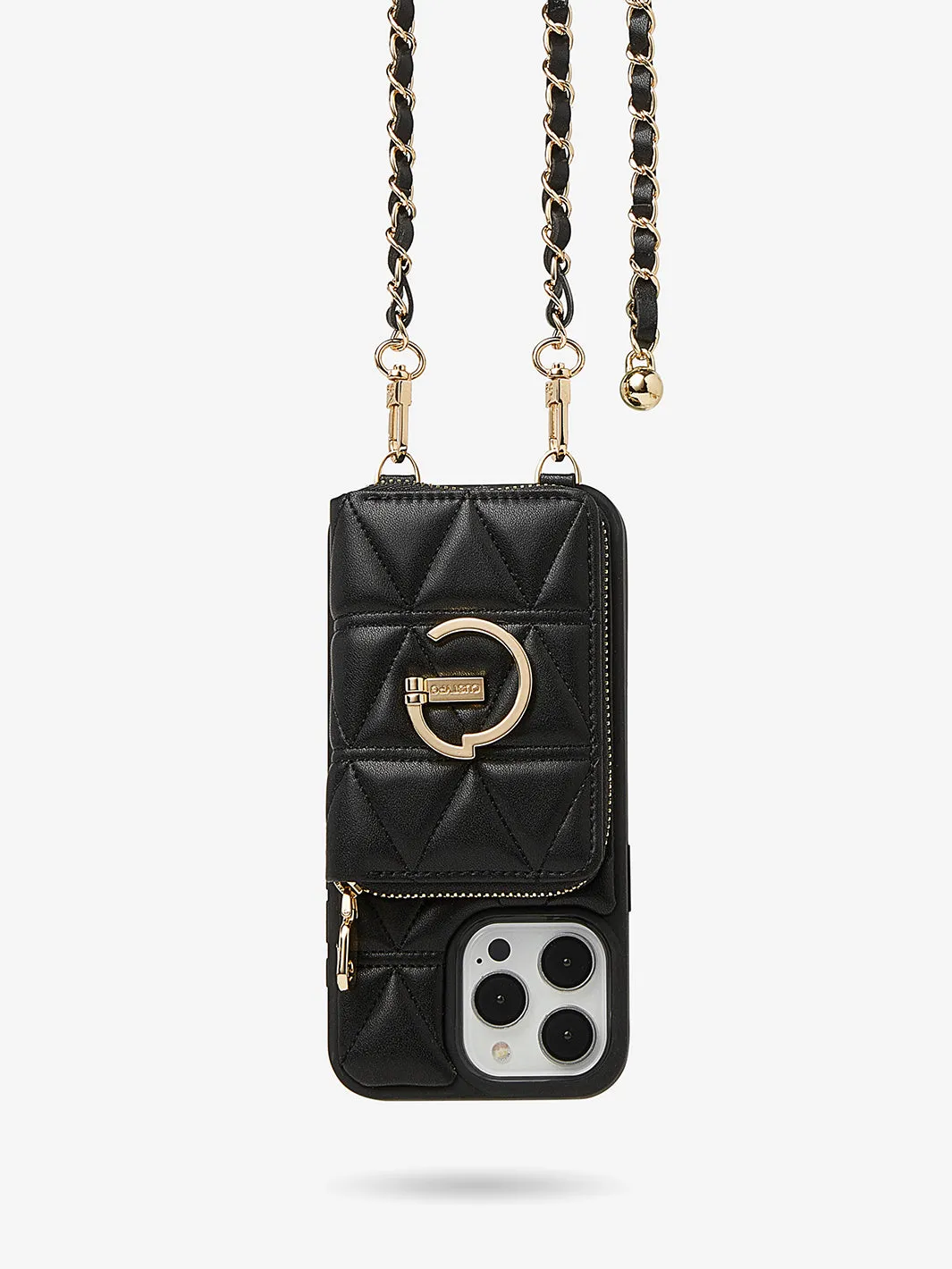 LuxeCharm- Triangle Argyle Phone Case with Adjustable Chain Strap