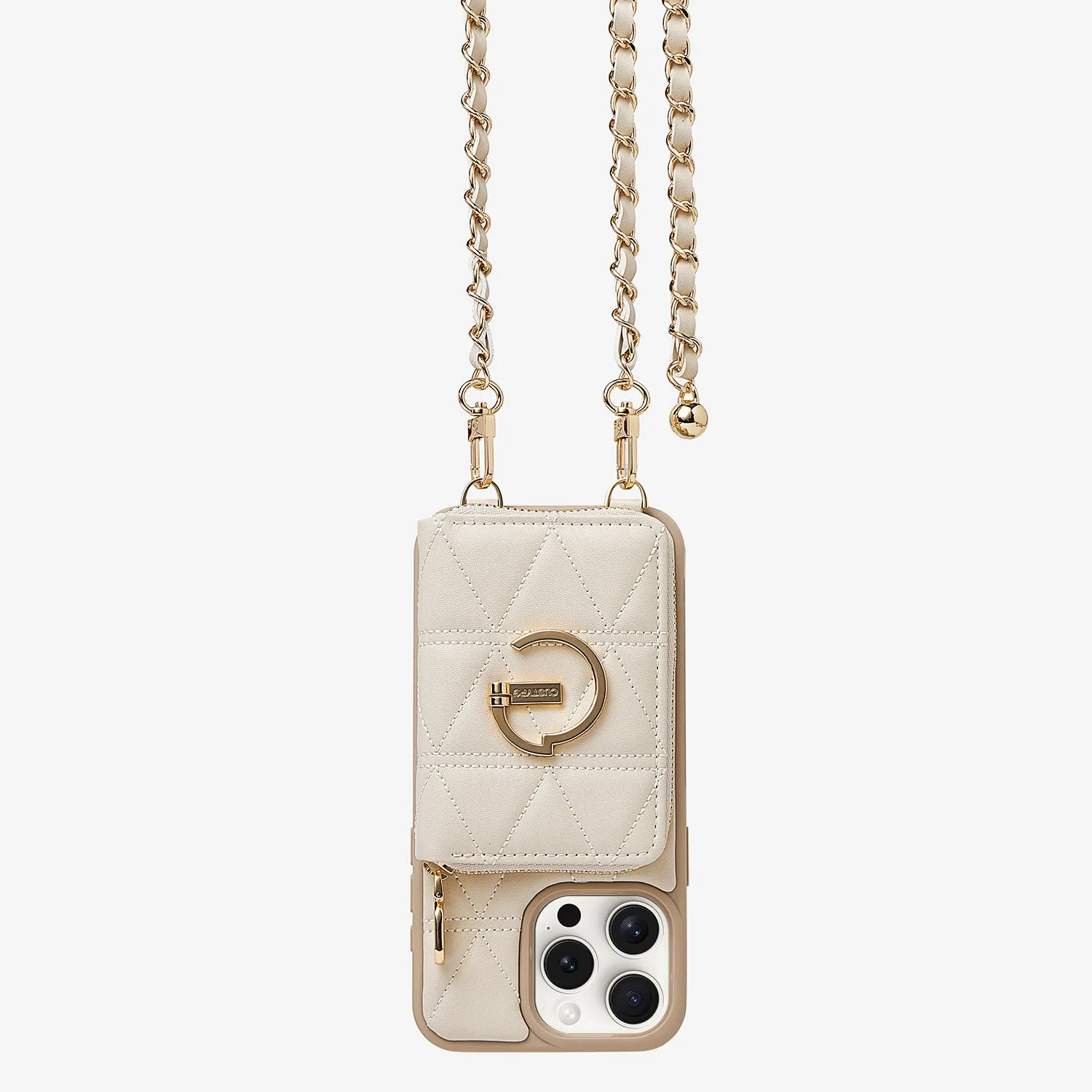 LuxeCharm- Triangle Argyle Phone Case with Adjustable Chain Strap