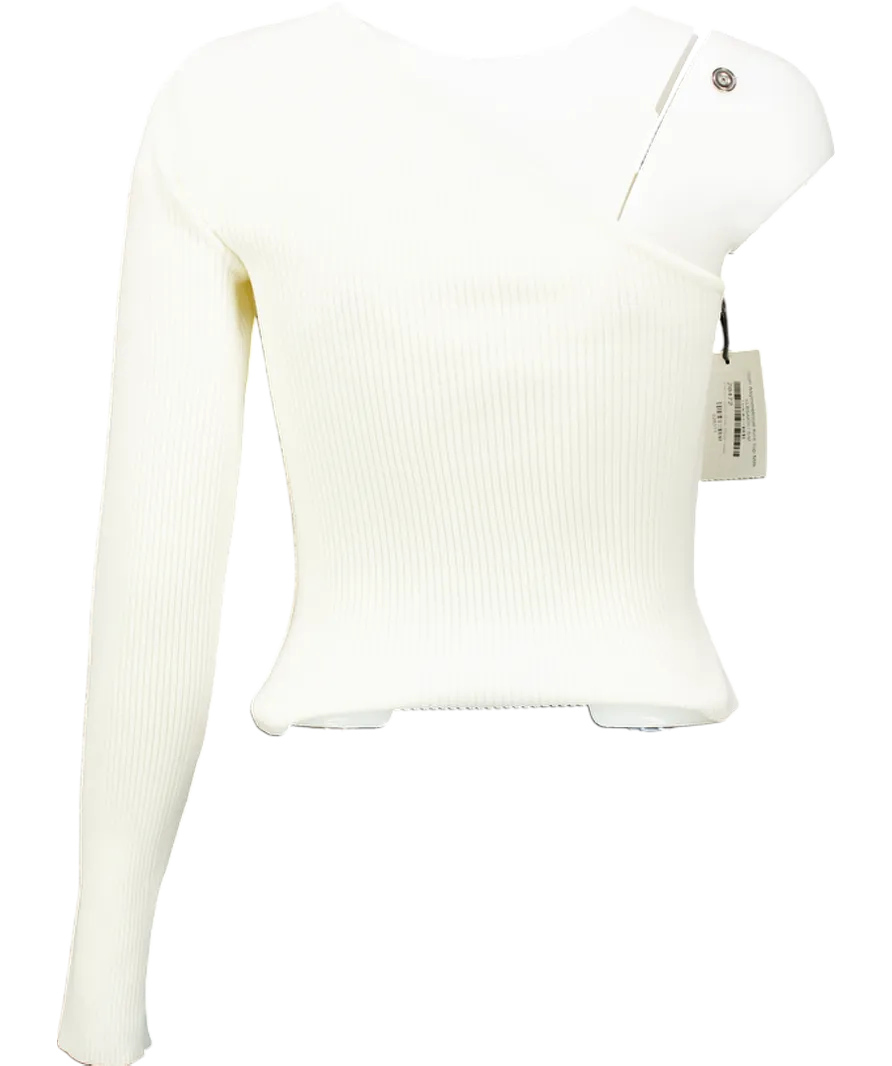 Marcela Cream Suri Asymmetrical One Shoulder Knit Top UK S/M