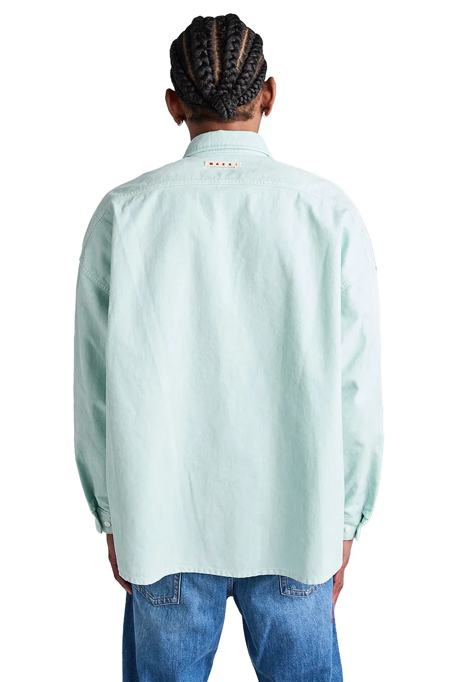 Marni Flocked Denim Overshirt 'Aquamarine'