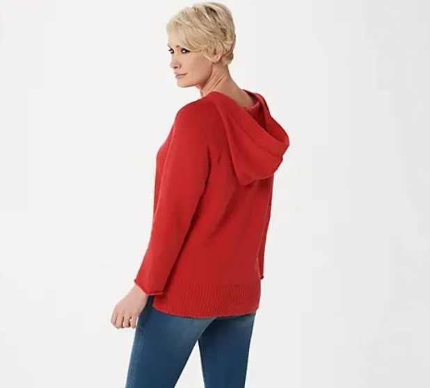 Martha Stewart Hooded Pullover Sweater Medium White