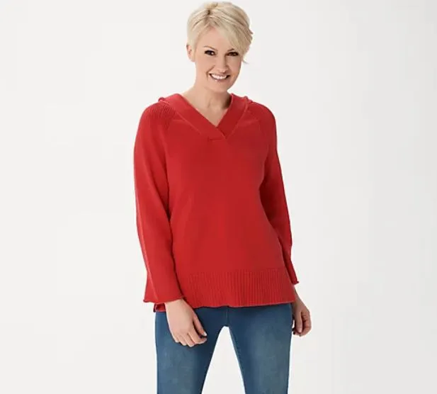 Martha Stewart Hooded Pullover Sweater Medium White