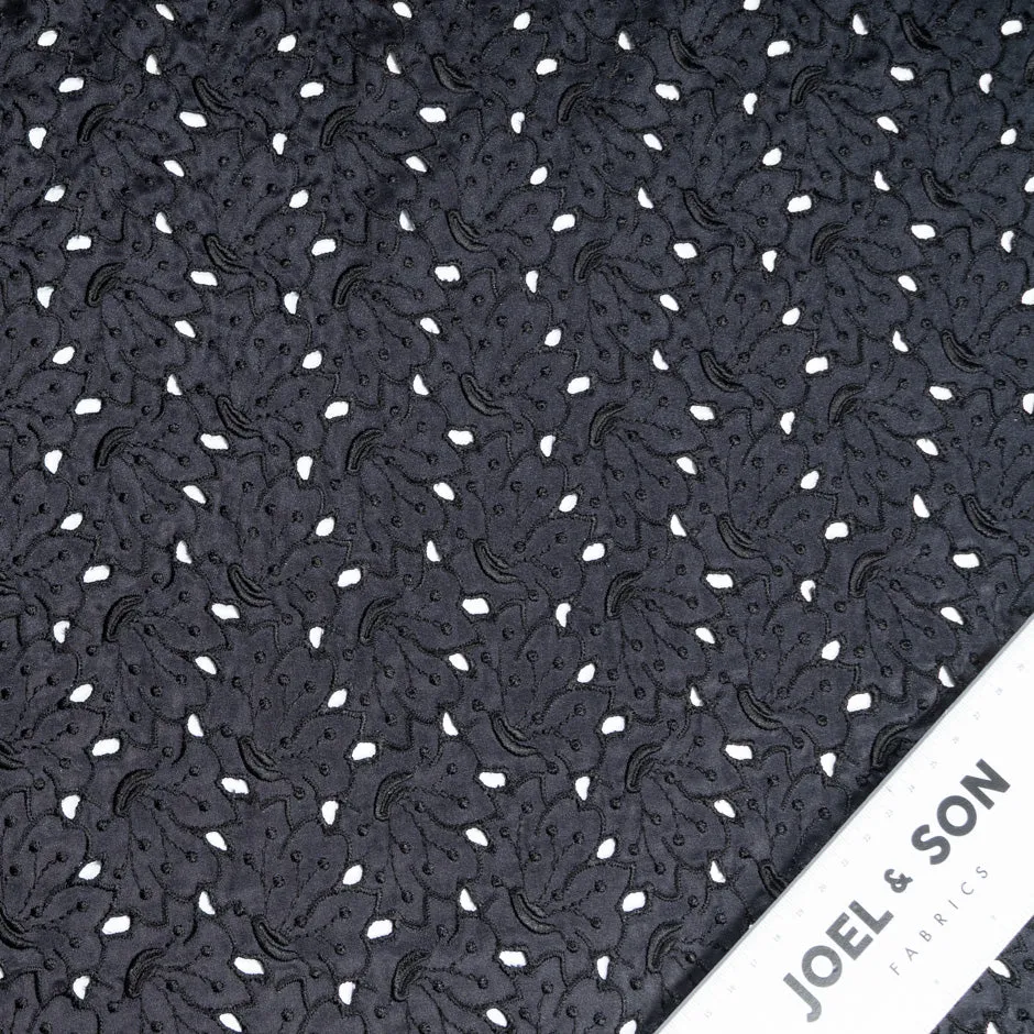Midnight Blue Floral Embroidered Silk