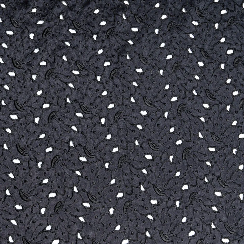 Midnight Blue Floral Embroidered Silk