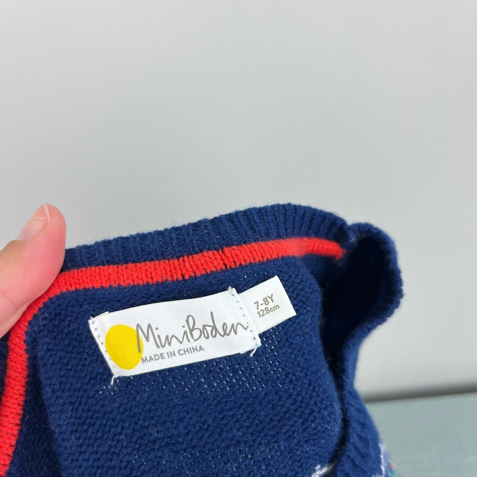 Mini Boden Fair Isle Dinosaur Sweater College Navy Dinosaurs 7-8